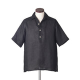 フレンチリネン オープンカラーシャツ ブラック