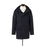 カシミヤフーデッドコート ネイビー
