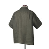 フレンチリネン オープンカラーシャツ オリーブ