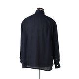 【4/30(木)19:00販売開始予定】フレンチリネン オープンカラーシャツ ネイビー