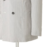 【4/9(木)19:00販売開始予定】ウールストレッチ シアサッカー ネイビーストライプ ダブルジャケット