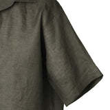 フレンチリネン オープンカラーシャツ オリーブ