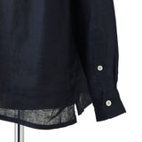 【4/30(木)19:00販売開始予定】フレンチリネン オープンカラーシャツ ネイビー