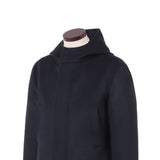 カシミヤフーデッドコート ネイビー