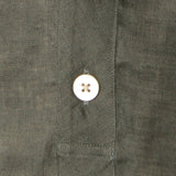フレンチリネン オープンカラーシャツ オリーブ