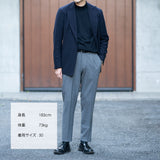 ARECHI ウールストレッチ 1プリーツテーパードパンツ グレー