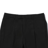 ARECHI ウールストレッチ 1プリーツテーパードパンツ ブラック