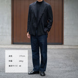 カシミヤシルク ネイビーダイアゴナル ダブルジャケット