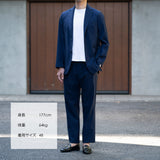 【4/9(木)19:00販売開始予定】ウールストレッチ シアサッカー ドローコードトラウザーズ ネイビー