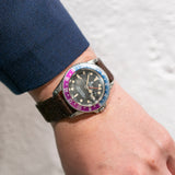 ヌバッククロコダイル ヴィンテージウォッチストラップ ブラウン