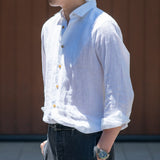 フレンチリネン レギュラーカラーシャツ ホワイト