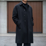 ウールカシミヤ シングルバルカラーコート ブラック