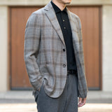 Lanificio di Pray カシミヤ チェックジャケット グレー