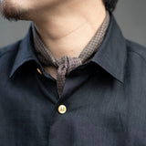 【1/24(土)13:00販売開始予定】Ermenegildo Zegna シルクウールリネン 千鳥柄 ネッカチーフ ブラウン