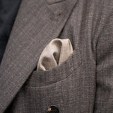 【1/24(土)13:00販売開始予定】Ermenegildo Zegna シルクウールリネン 千鳥柄 ポケットチーフ グレージュ