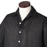 フレンチリネン オープンカラーシャツ ブラック