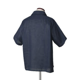 フレンチリネン オープンカラーシャツ ネイビー