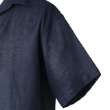フレンチリネン オープンカラーシャツ ネイビー