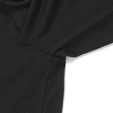 通年用 ウォッシャブルウール ロングスリーブポロシャツ ブラック