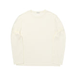 通年用 ウォッシャブルウール クルーネックロングTシャツ オフホワイト