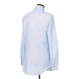 コットンリネン レギュラーカラーボイルシャツ サックスブルー