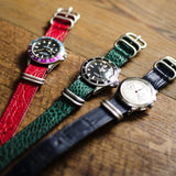 NATOベルトクロコダイル レッド(シルバー)