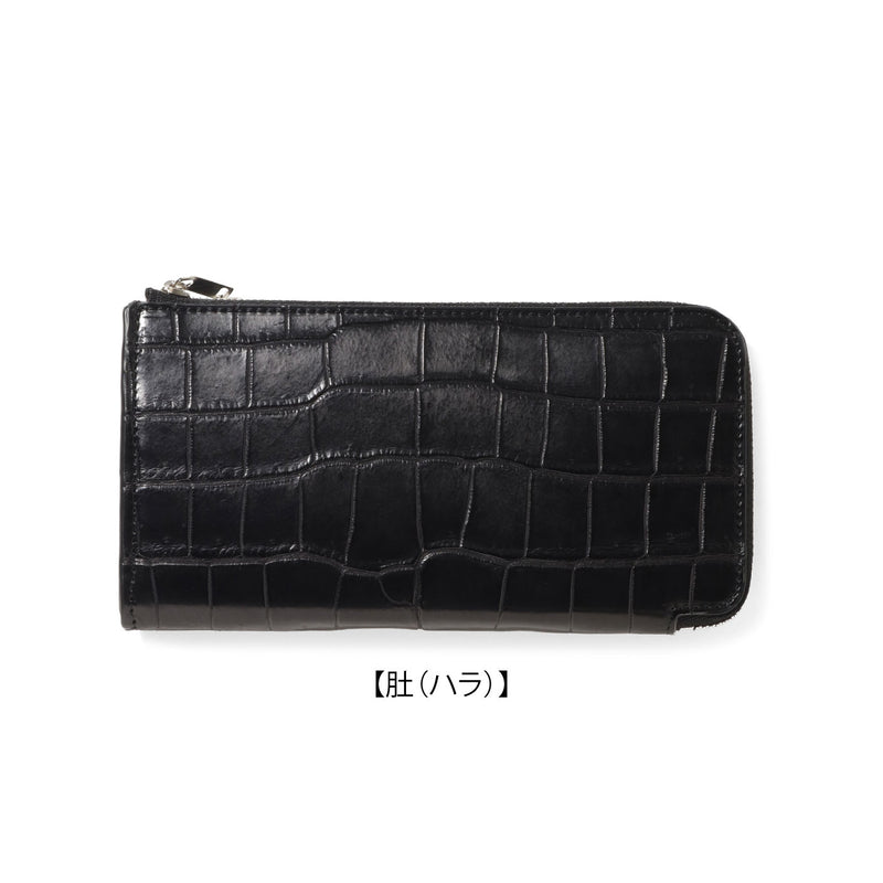 【11/27（木）19:00 販売開始予定】クロコダイル L字ロングジップウォレット ブラック