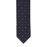 「SHIPS 完全監修」シルク小紋柄ネクタイ ネイビー×ベージュ×ホワイト