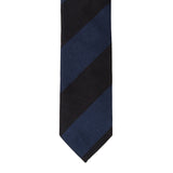 【3/13（金）19:00予約販売開始予定】【3月下旬頃発送予定】「SHIPS 完全監修」シルクコットン ブロックストライプレップタイ  ブラック×ブルーネイビー