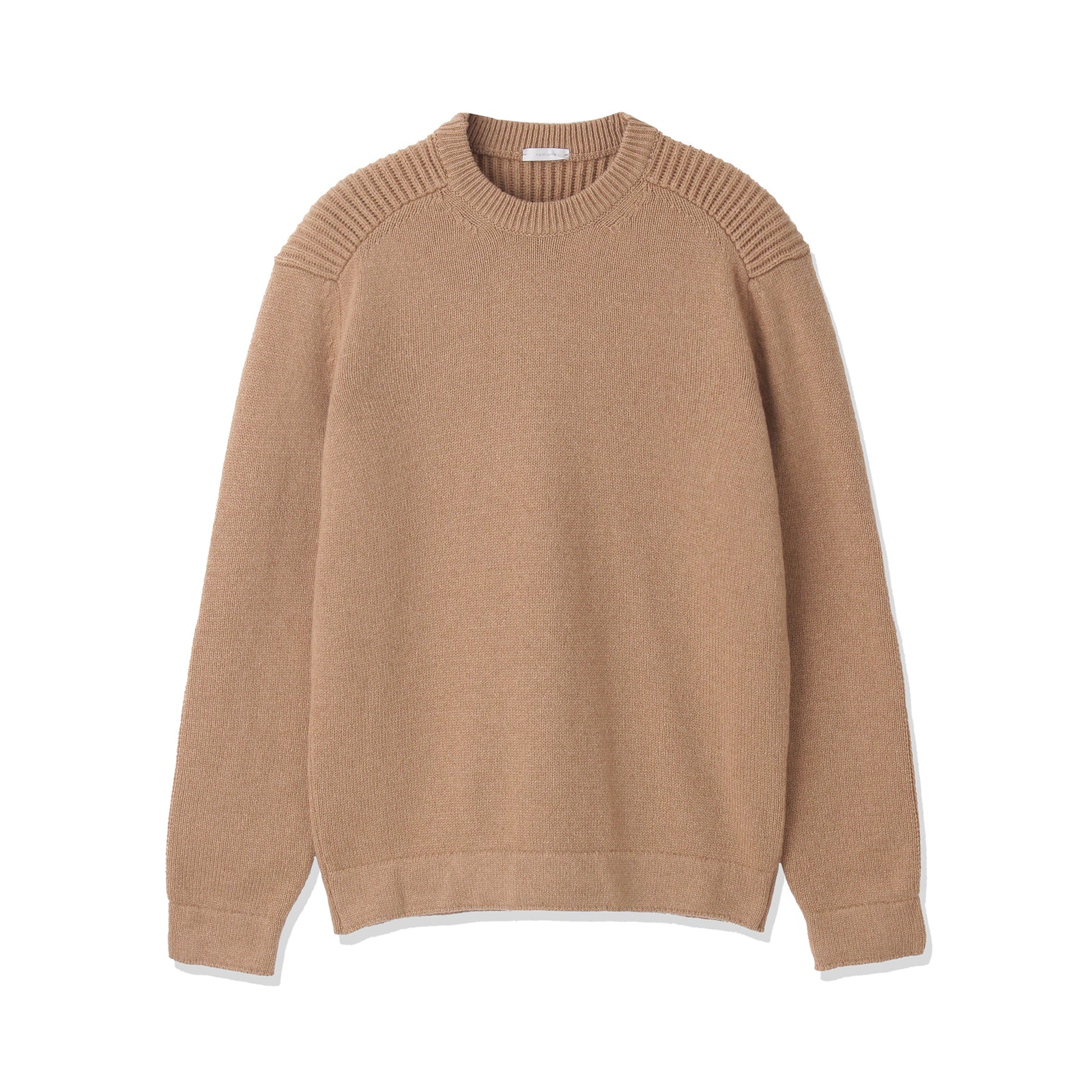 モンゴル製 Goyo 高級キャメル100％ レザーパッチ ニット セーター L モンゴル製 Goyo 高級キャメル100％ レザーパッチ ニット セーター L