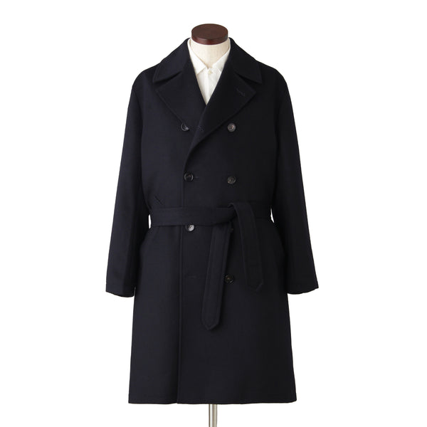 カシミヤダブルチェスターコート ネイビー