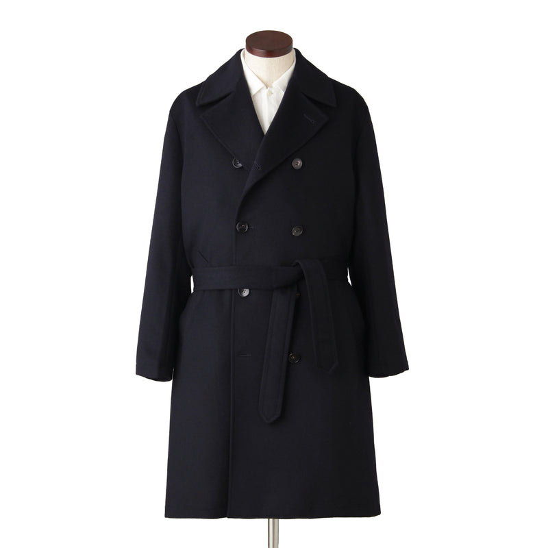 カシミヤダブルチェスターコート ネイビー