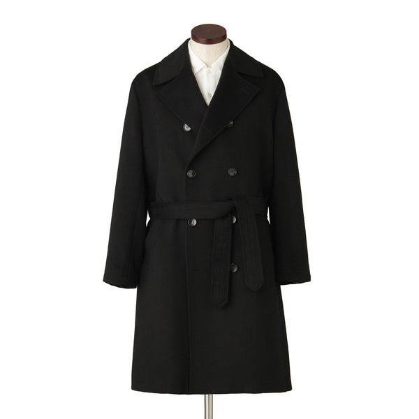 カシミヤダブルチェスターコート ブラック