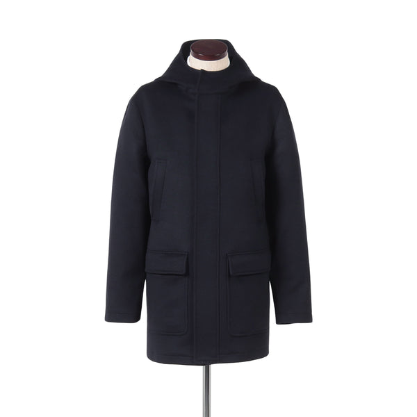 新品 Finjack カシミヤウールコート　サイズ48 Finjack（フィンジャック）カシミヤフーデッドコート ネイビー