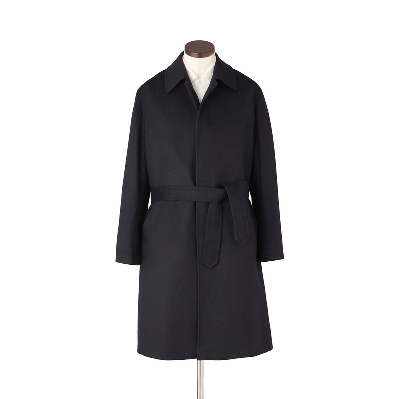 ウールカシミヤ シングルバルカラーコート ネイビー