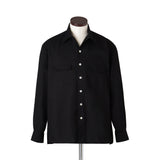 【9/15（火）19:00販売開始予定】コットン カシミヤ シルク フランネル オープンカラーシャツ ブラック