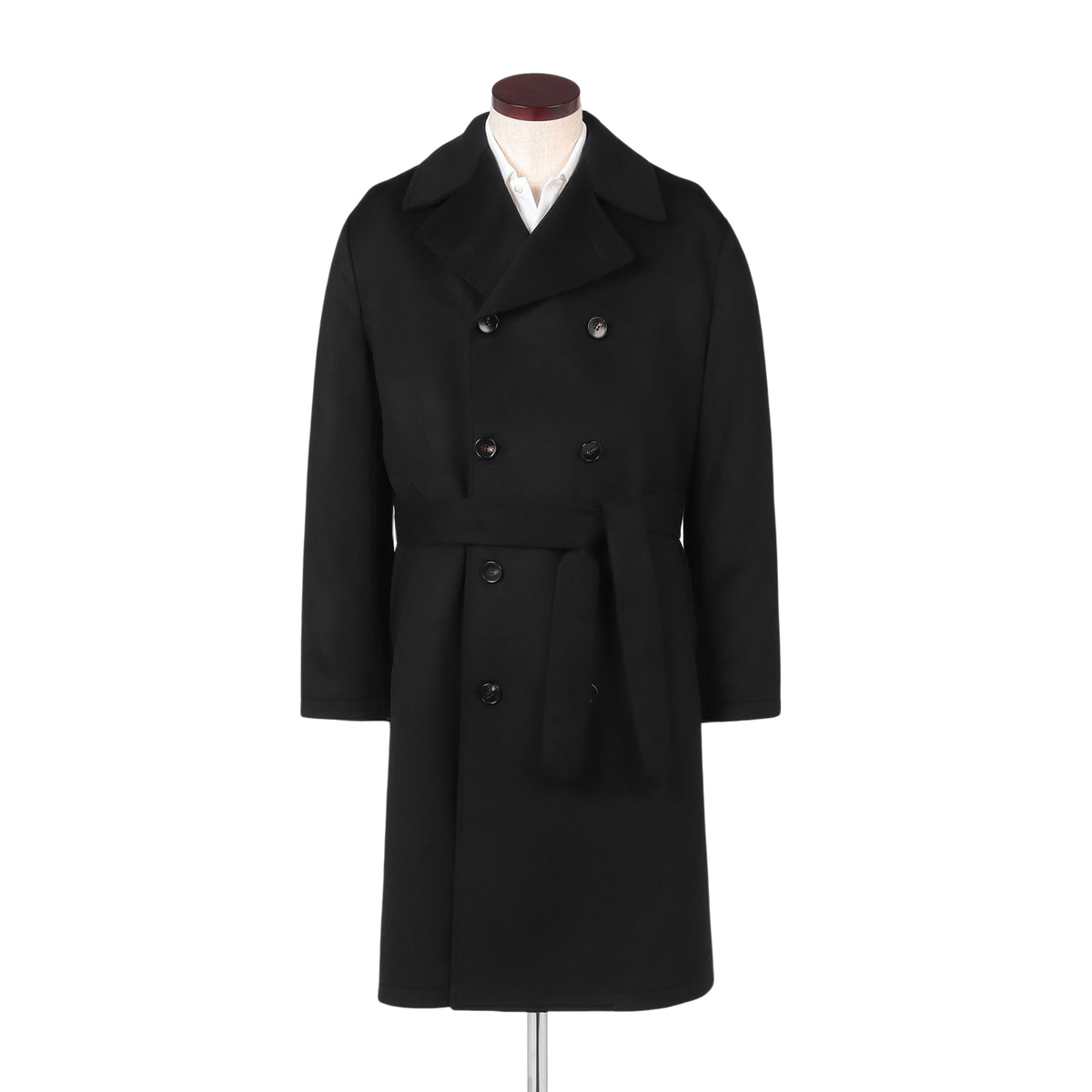 Finjack カシミア ダブルフェイス ベルテッド バルカラー コート