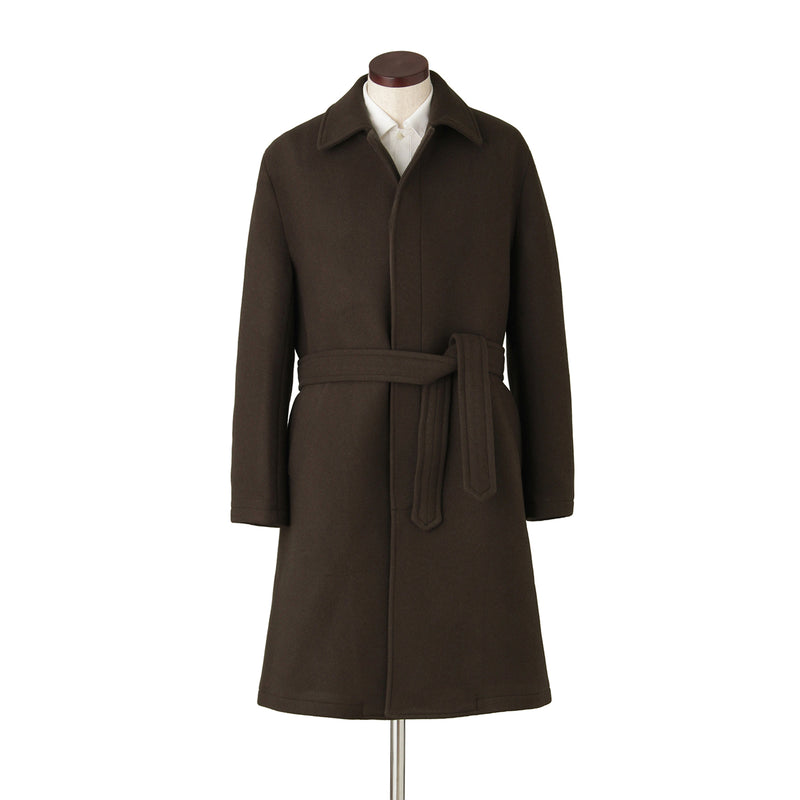 Loro Piana ウールカシミヤ シングルバルカラーコート ブラウン