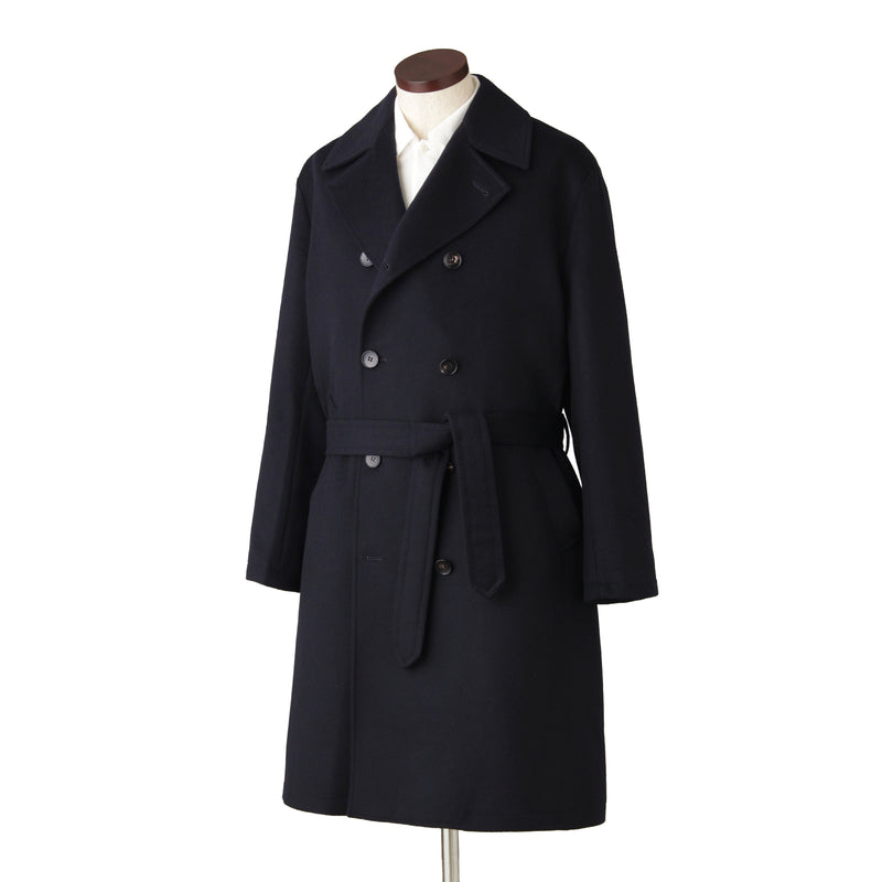 カシミヤダブルチェスターコート ネイビー