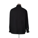 【9/15（火）19:00販売開始予定】コットン カシミヤ シルク フランネル オープンカラーシャツ ブラック