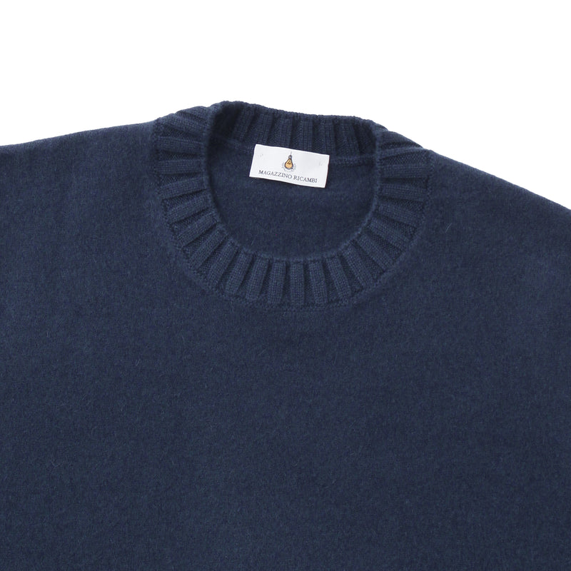 カシミヤフェルテッド クルーネックニット ネイビー