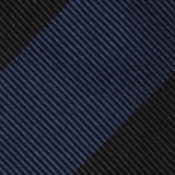 【3/13（金）19:00予約販売開始予定】【3月下旬頃発送予定】「SHIPS 完全監修」シルクコットン ブロックストライプレップタイ  ブラック×ブルーネイビー