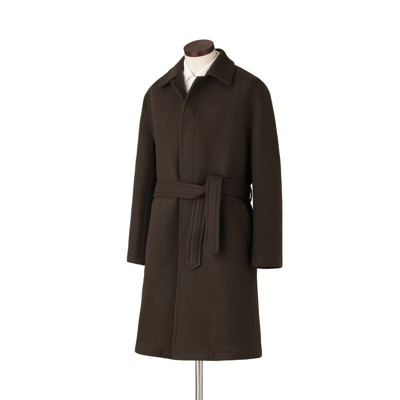 Loro Piana ウールカシミヤ シングルバルカラーコート ブラウン