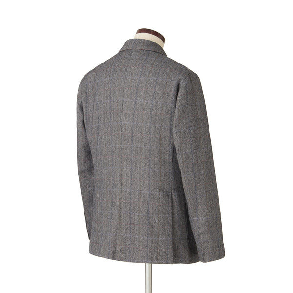 【12/9（火）13:00 販売開始予定】ヴィンテージグアナコカシミヤ ウィンドウペーンチェックジャケット ライトグレー