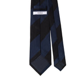 【3/13（金）19:00予約販売開始予定】【3月下旬頃発送予定】「SHIPS 完全監修」シルクコットン ブロックストライプレップタイ  ブラック×ブルーネイビー