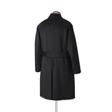 ウールカシミヤ シングルバルカラーコート ブラック