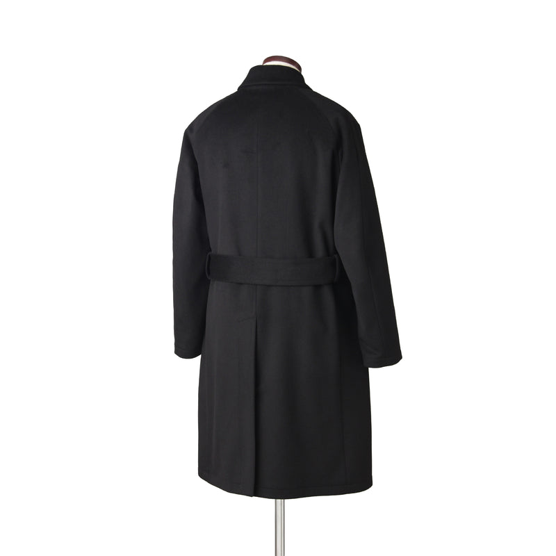 ウールカシミヤ シングルバルカラーコート ブラック