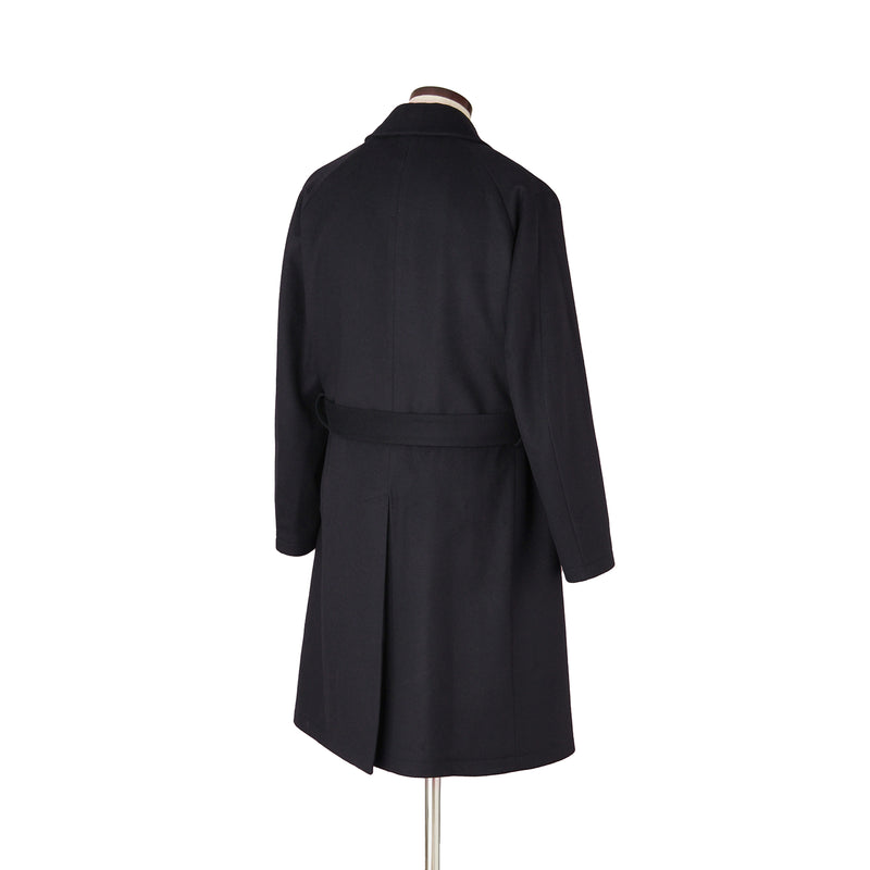 ウールカシミヤ シングルバルカラーコート ネイビー