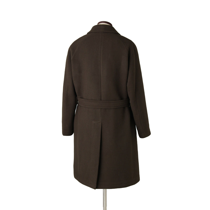 Loro Piana ウールカシミヤ シングルバルカラーコート ブラウン