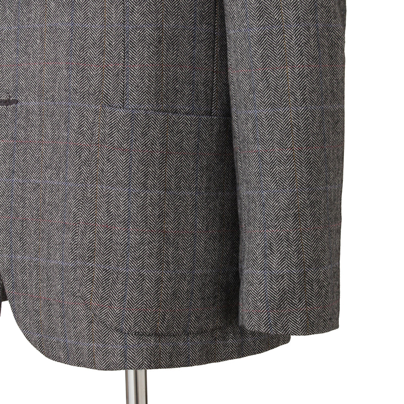 【12/9（火）13:00 販売開始予定】ヴィンテージグアナコカシミヤ ウィンドウペーンチェックジャケット ライトグレー